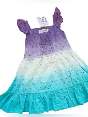 SOVEREIGN CODES GIRLS DRESS MULTI COLOR SUNDRESS SIZE 18 MONTH EYELET RUFFLE